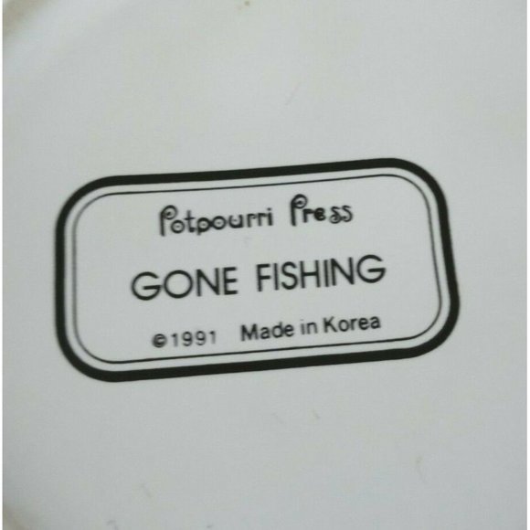 Vintage 1991 Potpourri Press Gone Fishing Coffee Cup Mug Rare 3.5" Tall - Picture 7 of 7